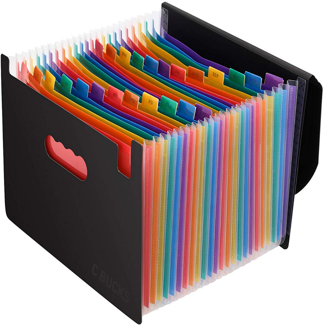 시벅스 25포켓 커버형 아코디언 파일 무지개 화일 정리 파일 홀더 보관함 플라스틱