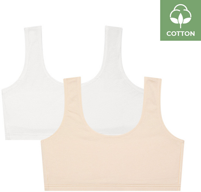 수아팜 주니어 1단계 코튼 스판 브라 2매 세트_아이보리 스킨