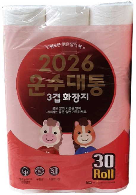 2026 운수대통 천연펄프 화장지, 1개, 30롤, 27m