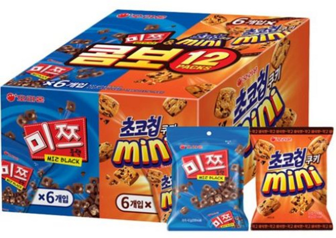 오리온 콤보 12 PACKS 과자세트, 미쯔 6p + 초코칩 쿠키 미니 6p, 1개
