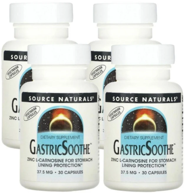 소스내추럴스 가스트릭수스 37.5mg 30캡슐 4개 아연 카노신 GastricSoothe, 30정 - 쿠팡