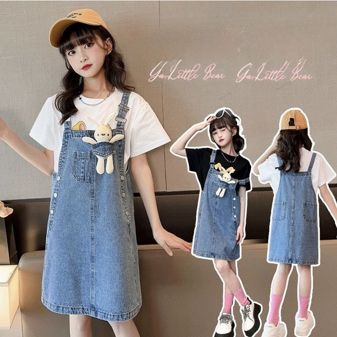 주니유니 주니어 쥬디멜빵치마세트 주니어멜빵치마 여름멜빵치마 반팔멜빵세트