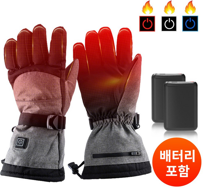 THOUSTA 충전식 발열장갑 3단계 조절 스마트 터치 방풍 방수 장갑 라이딩 스키 낚시용 장갑 배터리포함