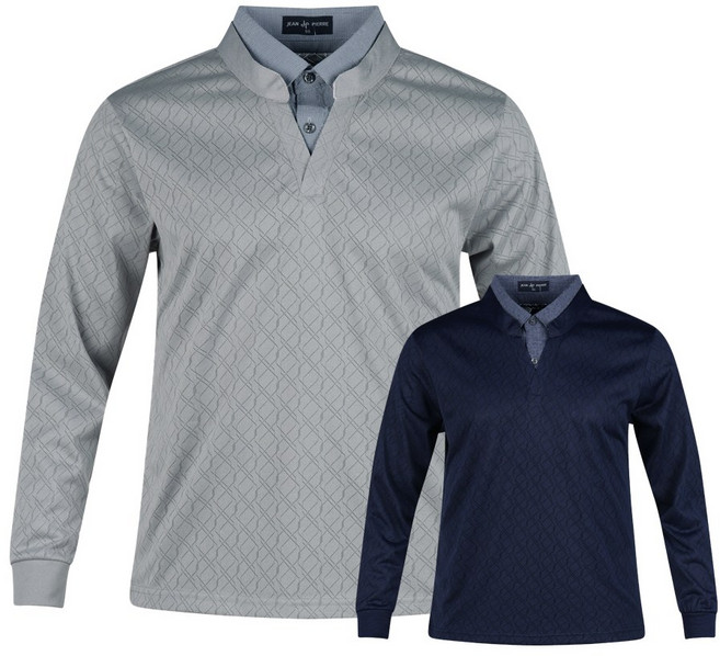 럭스골프 남성 레이어드 카라 패턴 긴팔 티셔츠 JP25S403