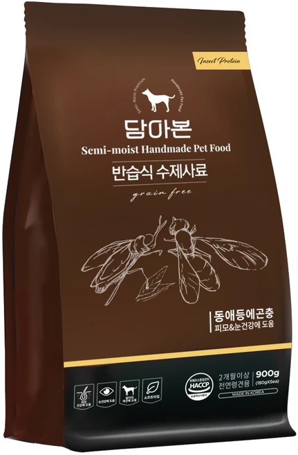 담아본 전연령 강아지 반습식 수제 소프트사료 동애등에곤충, 닭, 900g, 1개 - 쿠팡