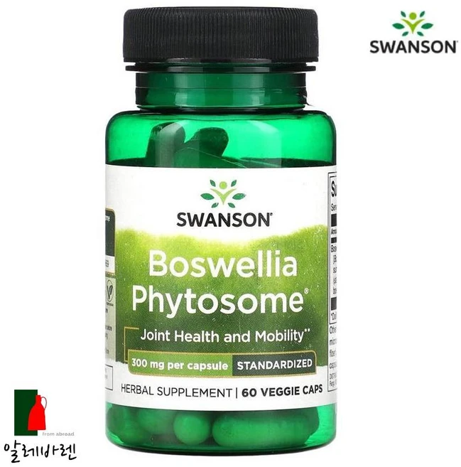 스완슨 보스웰리아 파이토솜 300mg 60베지캡슐 조인트서포트 보스웰릭산, 1개, 60정, 60정 - 쿠팡