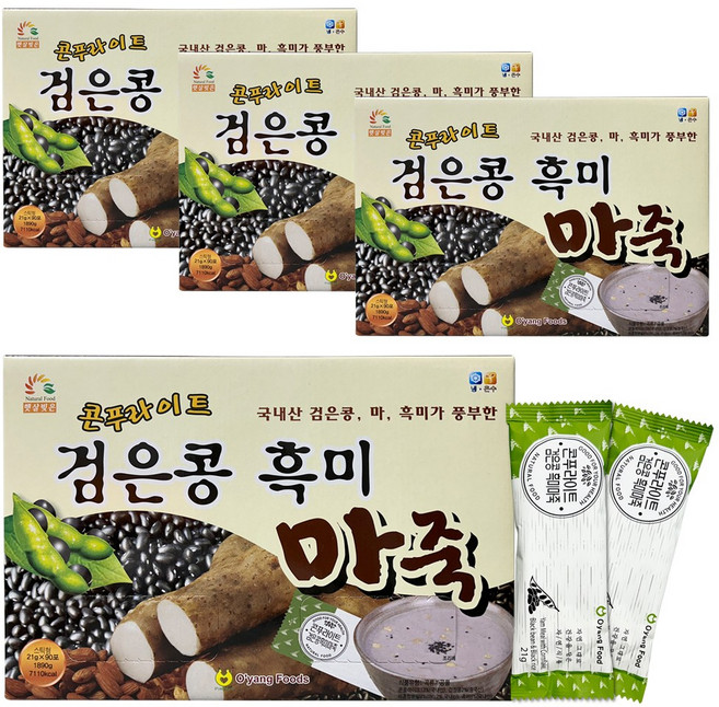 오양식품 콘푸라이트 검은콩 흑미 마죽 스틱형 90포 대용량 선물세트 선식, 4박스, 1.89kg