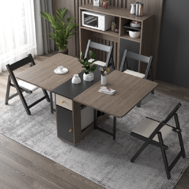 트랑떼 공간활욜 이동식 확장형 접이식 식탁 테이블 식탁 1.2M 의자별도, 1.5M윌넛그레이테이블+의자4개