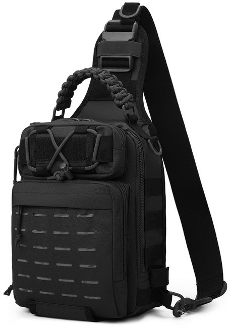 Neirny 남자 전술 낚시 숄더 크로스백 여행 캠핑 야외 밀리터리 택티컬 낚시 보조 군인 가방 루어가방 슬링백, 블랙