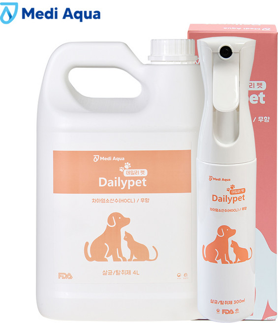 메디아쿠아 데일리펫 강아지 고양이 뿌리는 살균 탈취제, 1세트, 4300ml