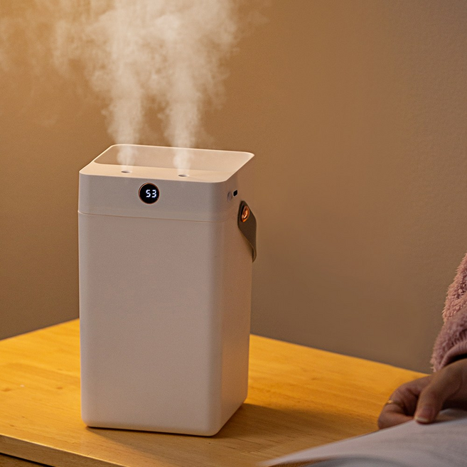 CCAGU 대용량 가습기 초음파 3L 듀얼 분사구 습도 감지 집들이선물 미니 탁상용 가습기 추천, 화이트