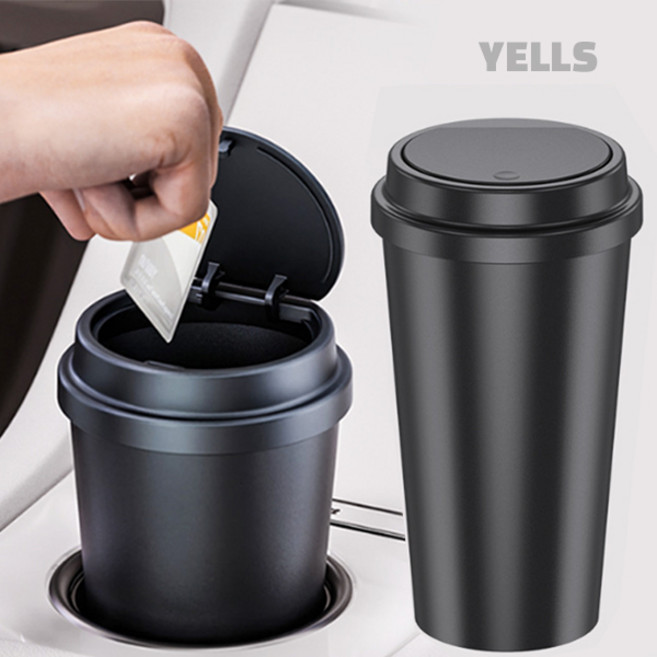 옐스 고급 차량용 미니 컵홀더 휴지통, 1개, 올블랙