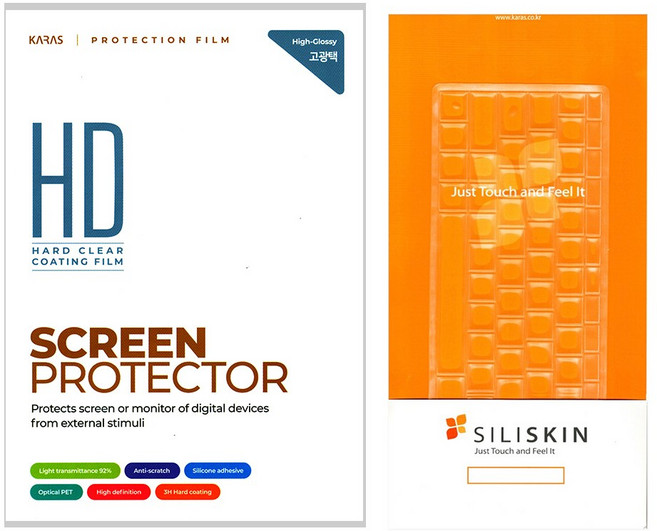 카라스 델 델 XPS 15 9510 15.4인치 키스킨 액정보호필름 세트, 실리스킨(U형)+고광택필름, 1세트