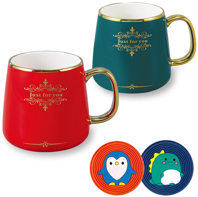 온담 골드림 머그컵 컵받침 세트 400ml, 1개