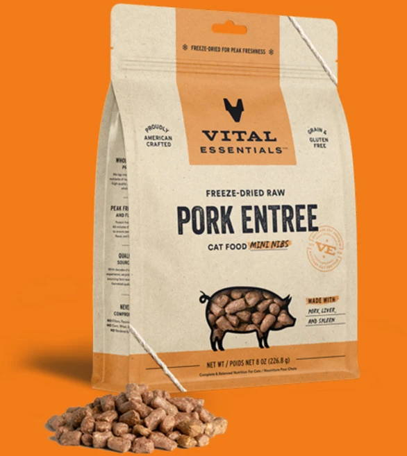 바이탈에센셜 전연령 고양이 땡스스탬프 고단백 포크 미니패티 습식 동결건조사료, 돼지 미니닙스, 226.8g, 1개 - 쿠팡