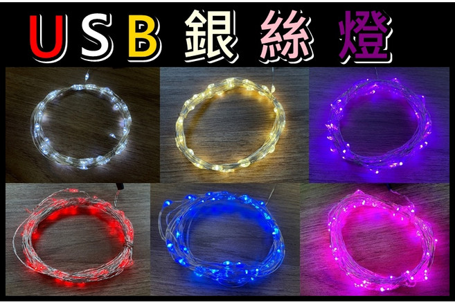 [買酷小鋪] USB銀絲燈 LED 銅絲燈 5V 防水 5米50燈 10米100燈, 1個, 紅色5米