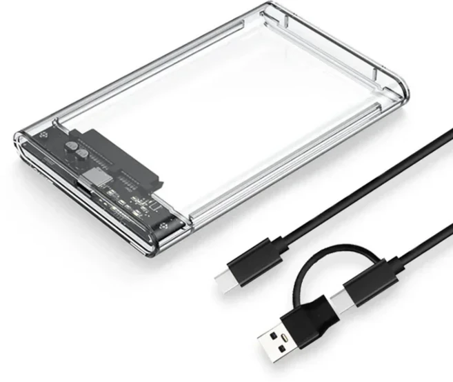 투명 HDD 케이스 캐디 박스 인클로저 2.5 SSD SATA to USB 3.0 Type-C 3.1 어댑터 외장 하드 드라이브, usb3.1 white OTG / 사타, 1, usb3.1 white OTG / 사타