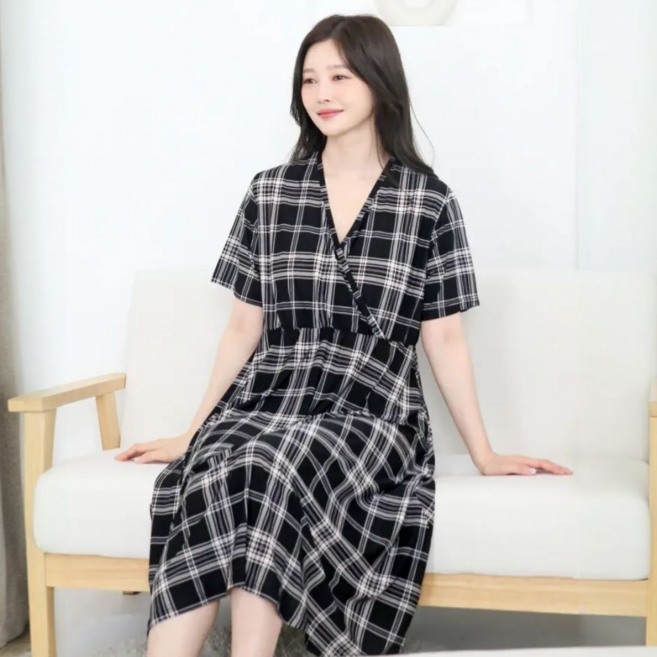 별별모아 여름 냉장고 V넥 홈웨어원피스 냉감 원피스잠옷 수유잠옷