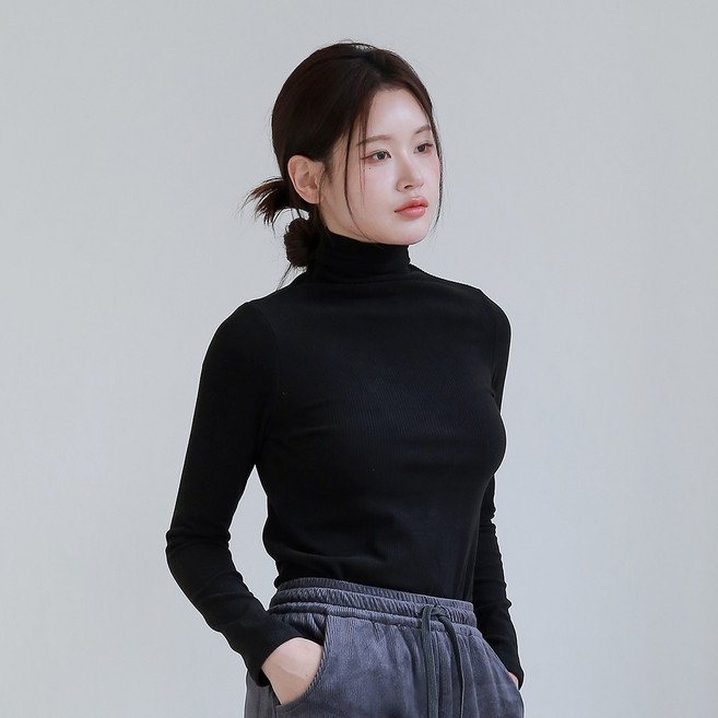 디디오 여성 하이넥 목폴라 슬림핏 티셔츠 가을 겨울 가볍고 부드러운 원단 체온유지 CW랜느