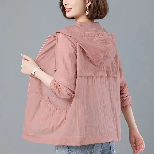 스타일닥터 여성 여름 초경량 바람막이 통기 패션 캐주얼 자외선 차단 빅사이즈 후드점퍼