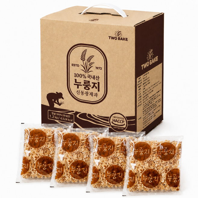 그냥 먹고 끓여 먹는 국산 양면구이 누룽지 세트, 1개, 1.2kg