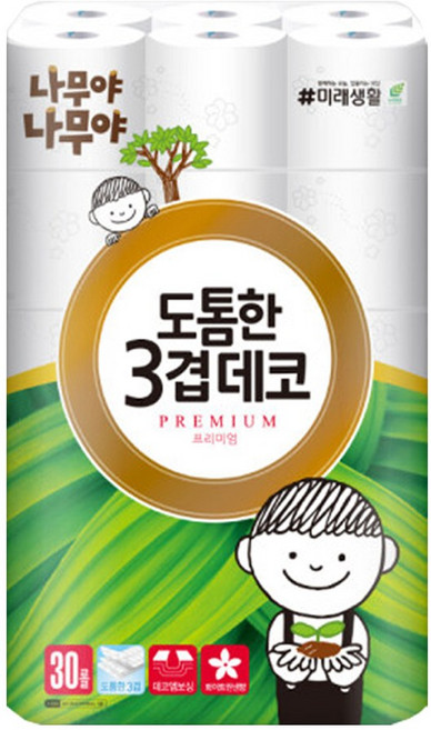 나무야나무야 도톰한 3겹 데코 고급 롤화장지, 30m, 30개입, 1개