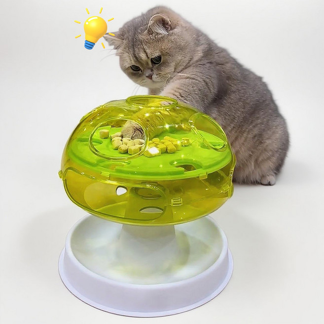 All For Paws 고양이 버섯 푸드 트리 슬로우 장난감 분리불안 간식사료 급식기, 1개, 그린