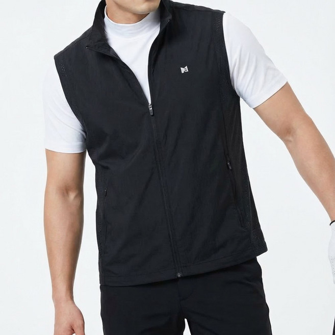 [간절기부터 쭉 쾌적한 착용감]남성 초경량 집업 바람막이 등산 작업 조끼 MBVM403 (95~110)