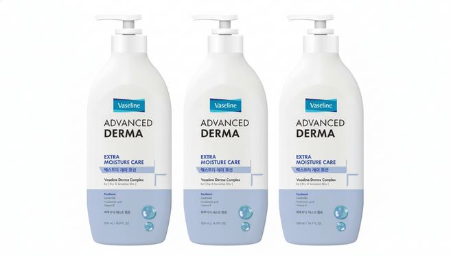 향이 오래가는 바세린 더마 엑스트라케어 로션 500ml 3개