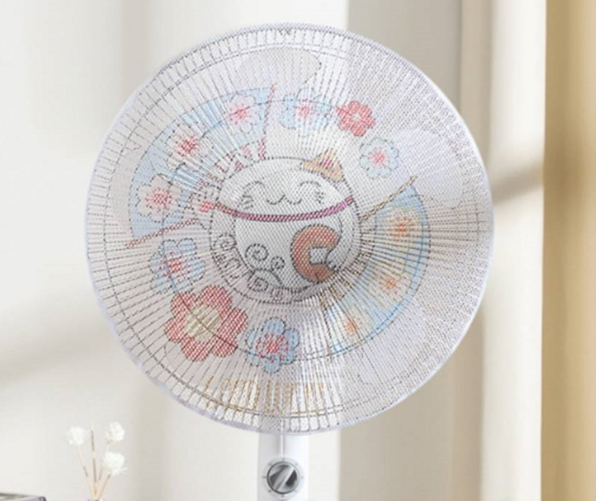 防夾手 防塵全包式網罩 通用型電風扇保護套, 招財貓, 透明