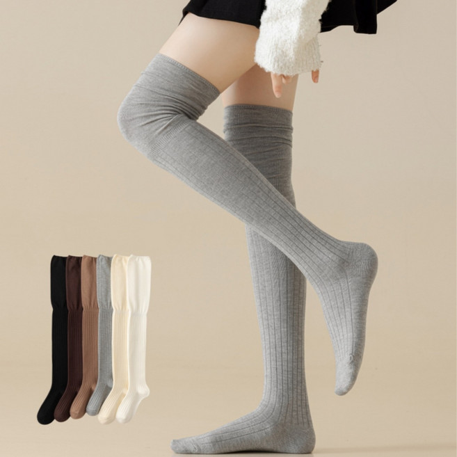 바디랜드 롱다리 골지 오버 니삭스