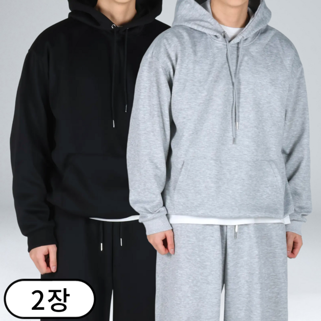 1+1 남자 무지 긴팔 오버핏 후드티 (6704-2)