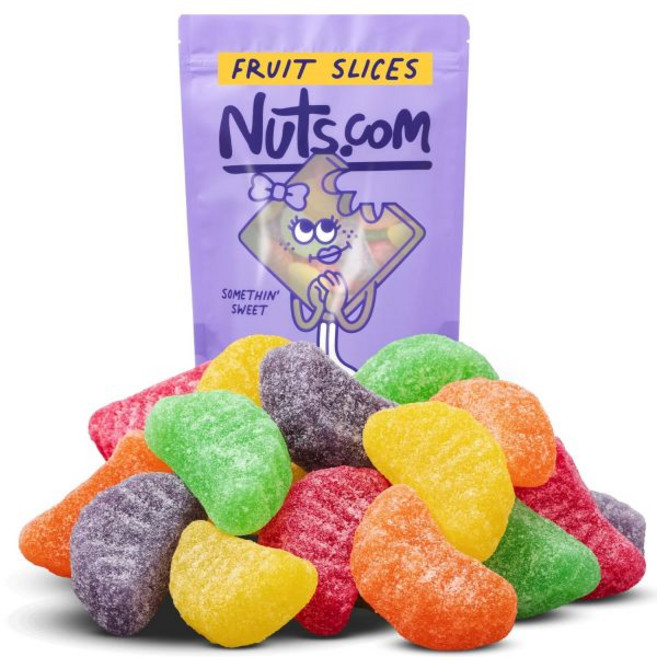 Nuts com 과일 슬라이스 캔디 - 모듬 구미 조각 설탕 코팅 젤리 캔디 설탕에 절인 조각 믹스 체리 오렌지 레몬 포도 라임 13 온스, 1개, 370.37ml