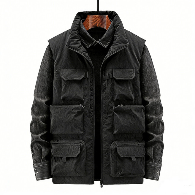 차쿠 남성 겨울 방한조끼 아웃도어 캠핑 낚시 융털 털 조끼 작업조끼 멀티 포켓 중년 빅사이즈