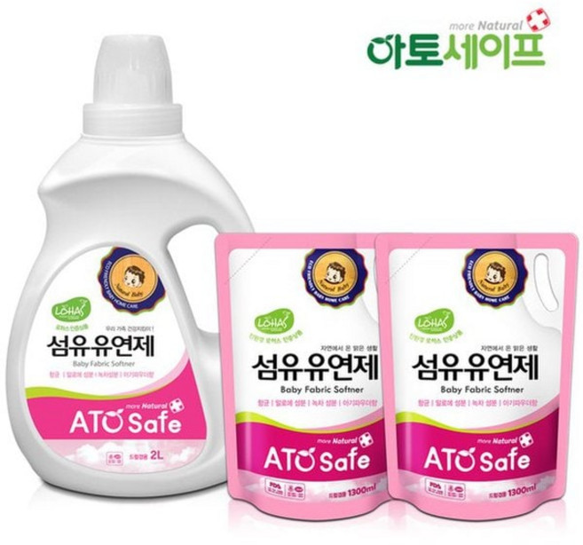 아토세이프 아토세이프 아기섬유유연제SET 2L 1개 + 1.3L 1개/아기세제/유아섬유유연제/아기사용가능/아기유연제, 2L, 1.3L
