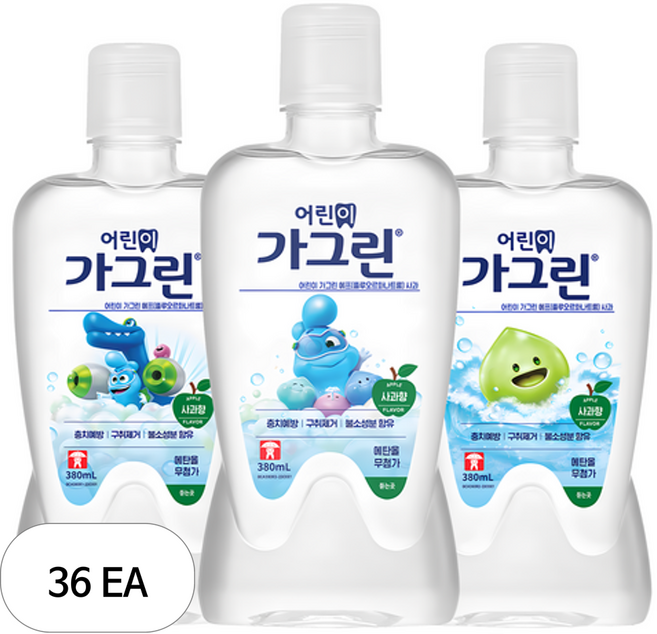 동아제약 어린이용 가그린 사과향, 380ml, 36개