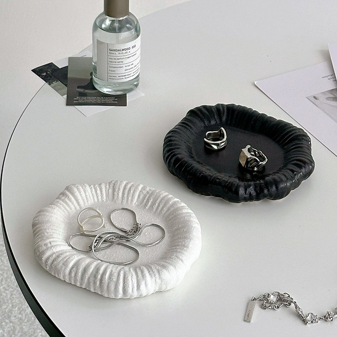 하니모니 비정형 세라믹 인테리어 트레이 악세사리 향수 받침, 블랙