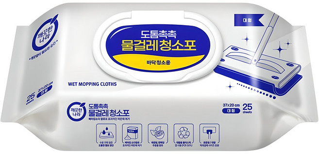 깨끗한나라 도톰촉촉 물걸레 청소포 캡 25p, 1개