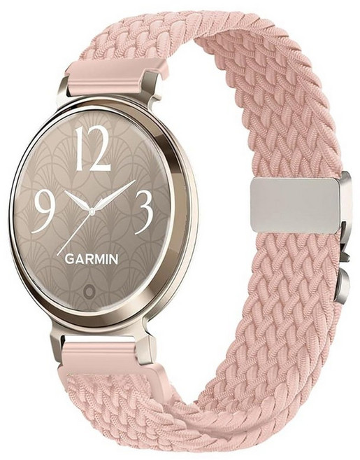Issinlky Garmin Lily 2와 호환되는 나일론 브레이드 밴드 여성용 14MM 교체용 탄성 스트랩 140417, Flesh Pink