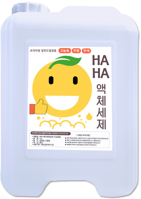 대용량 액체세제 미성 고농축 하하 세탁세제 12.5L 일반드럼 겸용 무향 무색 업소용, 1개, 12.5kg