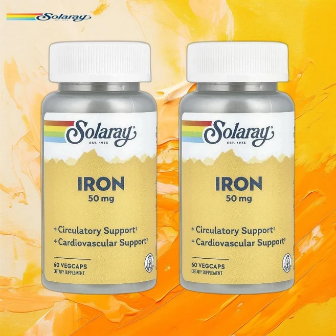 Solaray 솔라레이 철분 Iron 50mg 베지 캡슐 60정 2통 - 쿠팡