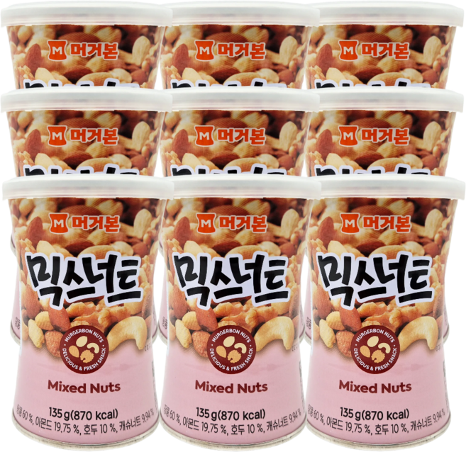 머거본 믹스너트 캔 안주, 135g, 9개