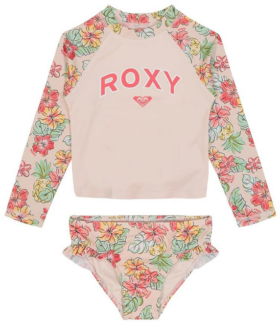 Roxy 여아용 2피스 래쉬가드 수영 세트 퍼지시클 24개월