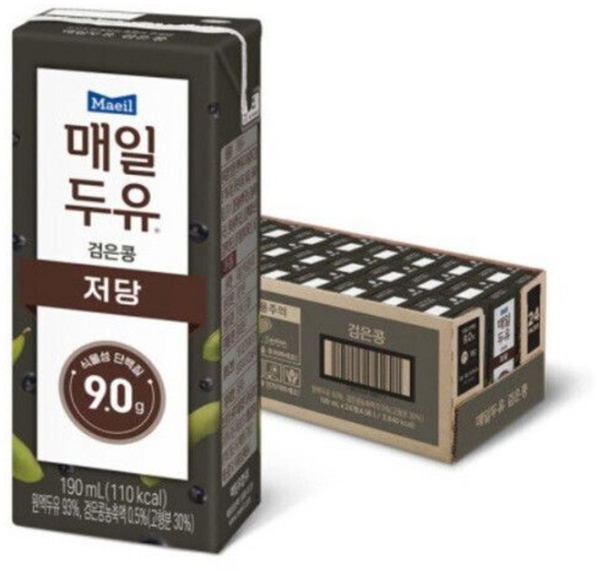 매일두유 고단백 저당 검은콩 190ml x 24팩 식물성 단백질, 매일두유 고단백 저당 검은콩 190ml x 24팩 식물, 950ml