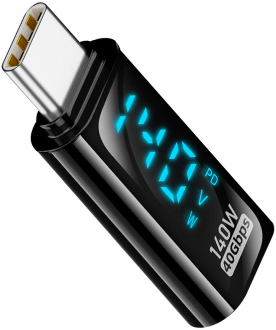 140W 고속충전 충전속도표시 디스플레이 C타입 변환 젠더 터보, 1개, 블랙, 32.5cm