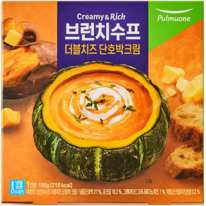(냉장)[풀무원]브런치수프 더블치즈 단호박크림, 16개, 180g