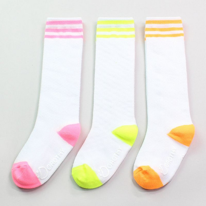 노디자인 C네온 메쉬 삼선 반장 1켤레 유아 아동 아기 남아 여아 쿨 망사 봄 여름 가을 겨울 무지 니삭스 오버니 장목 주니어 키즈 어린이 유치원 선물 양말 세트