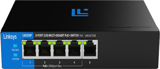 昌運監視器 Linksys LN2305P-AH 5埠2.5G Multi-Gigabit 非網管POE交換器, 1個, LN2305P