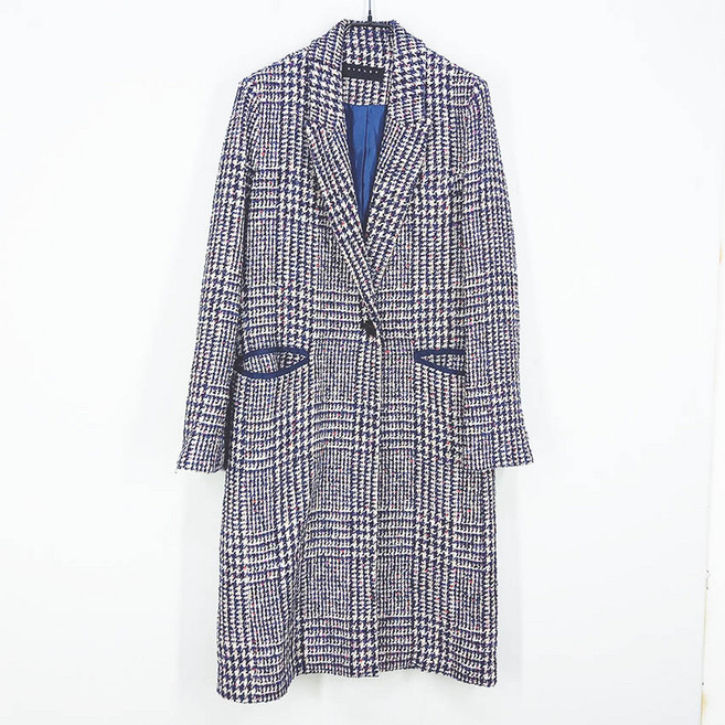 빈티지다온 시슬리 여성 추동 모혼방 트위드 롱코트 네이비90