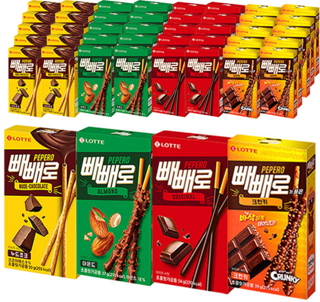 크런키*10개+아몬드*10개+초코*10개+누드*10개, 1세트